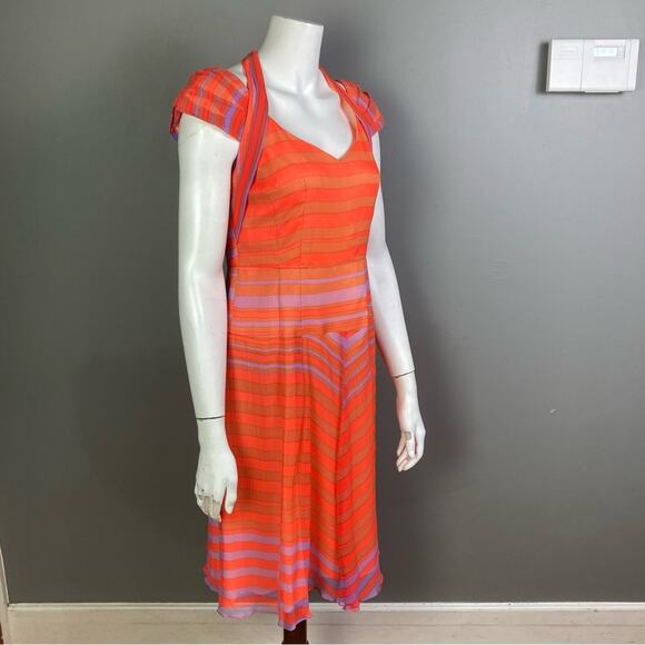 Nanette Lepore dress size 6 NWT Silk colorful stripe red nautical halter Y2k 00s - Picture 5 of 11
